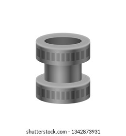 HDPE compression coupling fittings vector icon. Pvc or plastic material to connection or join tube, pipe and hose. Working under pressure for plumbing, irrigation sprinkler and electrical conduit.