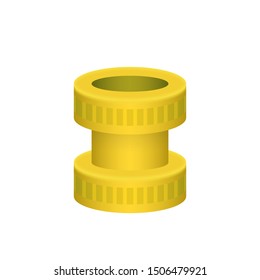 HDPE compression coupling fittings vector icon. Pvc or plastic material to connection or join tube, pipe and hose. Working under pressure for plumbing, irrigation sprinkler and electrical conduit.
