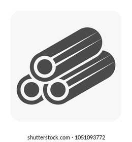 HDPE pipe and connection joint icon on white.