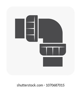 HDPE pipe and connection joint icon on white.