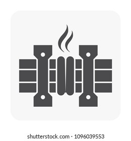 HDPE pipe and connection joint icon on white.