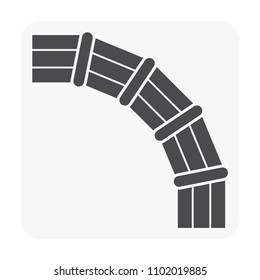 HDPE pipe and connection joint icon on white.