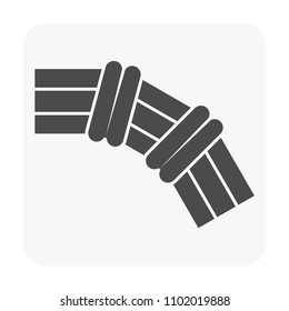 HDPE pipe and connection joint icon on white.