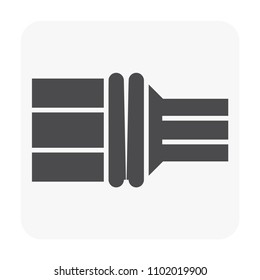 HDPE pipe and connection joint icon on white.