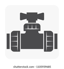 HDPE pipe and connection joint icon on white.