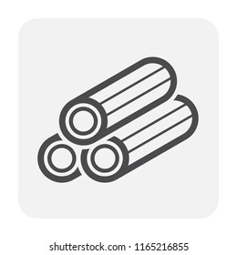 HDPE pipe and connection joint icon design, black and outline.