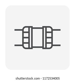 HDPE pipe and connection joint icon design, editable stroke.