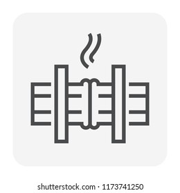 HDPE pipe and connection joint icon design, editable stroke.