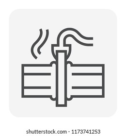 HDPE pipe and connection joint icon design, editable stroke.