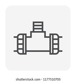 HDPE pipe and connection joint icon design, editable stroke.