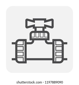 HDPE pipe and connection joint icon design, black and outline.