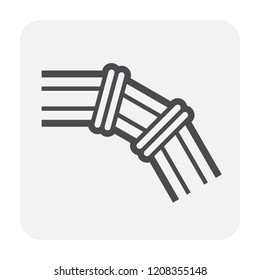 HDPE pipe and connection joint icon design, black and outline.