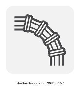 HDPE pipe and connection joint icon design, black and outline.