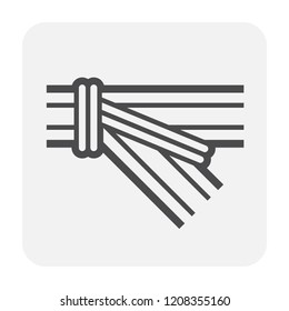 HDPE pipe and connection joint icon design, black and outline.