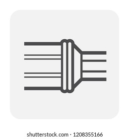 HDPE pipe and connection joint icon design, black and outline.