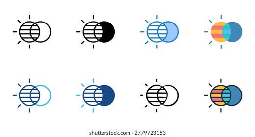 HDR bracket icons set multiple style collection. Editable stroke 
