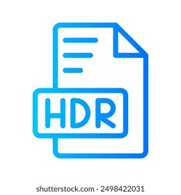 Hdr Document file picture gradient icon. format file type icons symbol, Extension, type data, vector illustration.