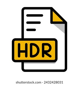 HDR File Format Icon. type file icons design. Outline Style With Long Shadow and color. vector illustration