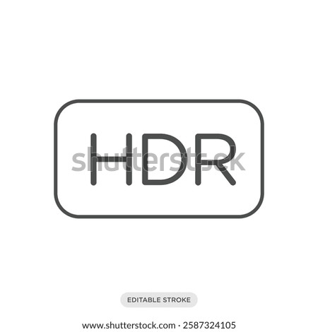 HDR High Dynamic Range icon. Camera and photography symbol sign vector illustration in line style.