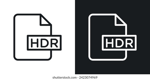 HDR-Symbol für die Dateierweiterung, das im Zeilenstil auf weißem Hintergrund entworfen wurde.