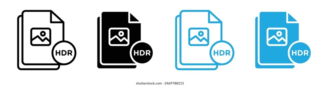 HDR image file extension icon logo set vector