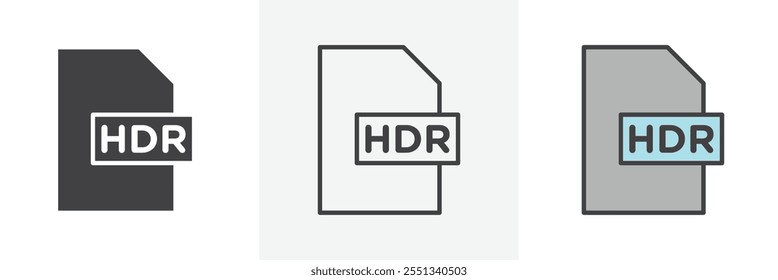 HDR image file extension icon pack. Vector illustration. EPS10