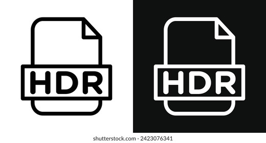 HDR image file extension vector line icon illustration.