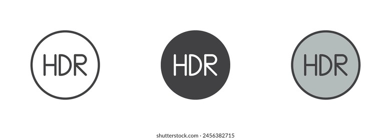 HDR mode button different style icon set. Line, glyph and filled outline colorful version, outline and filled vector sign. Symbol, logo illustration. Vector graphics