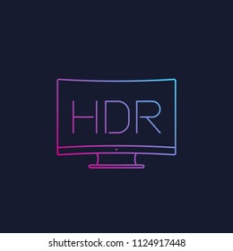 HDR tv vector line icon