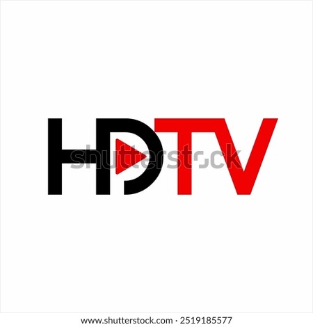 HDTV text logo design with play symbol on letter D.
