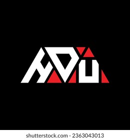 HDU triangle letter logo design with triangle shape. HDU triangle logo design monogram. HDU triangle vector logo template with red color. HDU triangular logo Simple, Elegant, and Luxurious design.