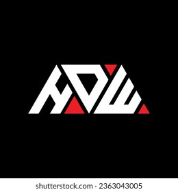 HDW triangle letter logo design with triangle shape. HDW triangle logo design monogram. HDW triangle vector logo template with red color. HDW triangular logo Simple, Elegant, and Luxurious design.