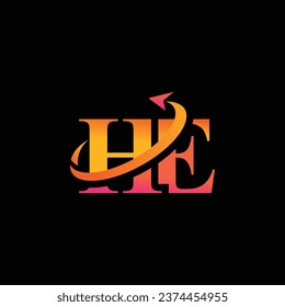 Diseño del logo creativo aeroespacial HE