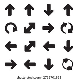 Las flechas indican diferentes direcciones, incluidos movimientos hacia arriba, hacia abajo, hacia la izquierda, hacia la derecha y circulares. 