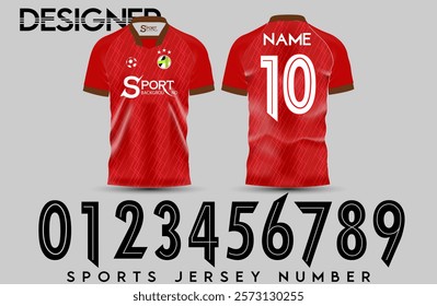 he bright red sports shirt conveys energy and enthusiasm. Below the image are the numbers 0-9, which are the options for shirt numbers that players can choose to use.