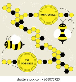 he bumble bee should not be able to fly but it goes on flying anyway. Do something impossible everyday concept. Vector Illustration.