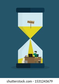 He was busy trying to finish the job in deadline,Like he was working in hourglass
