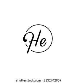 HE circle feminine concept initial logo best for beauty and fashion