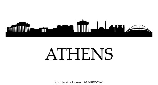 Die Skyline der Stadt. Athen. Silhouetten von Gebäuden. Vektorgrafik auf weißem Hintergrund