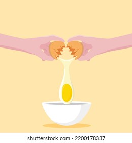 He was cracking an egg into a bowl to prepare for cooking.
Illustrator about crack an egg.