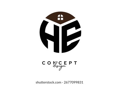 HE Creative Real Estate Monogram Logo Concept Design in Circle Shape
