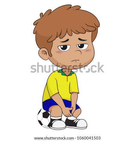 He was disappointed and regret that can not bring victory to the team.Vector and illustration