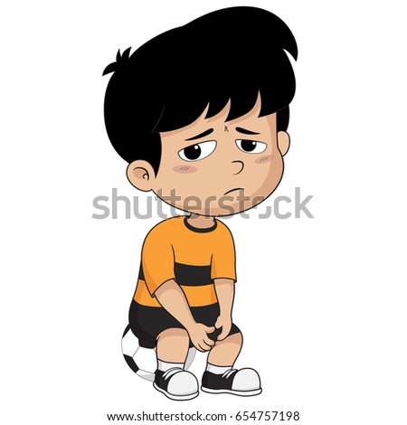 He was disappointed and regret that can not bring victory to the team.Vector and illustration