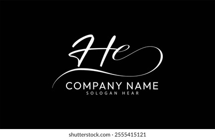 HE E H  initial signature logo template vector