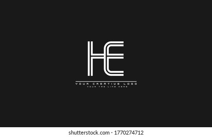 Plantilla de monograma del logotipo del vector abstracto HE EH