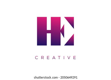 HE or EH Combination letter creative color alphabet company logo vector icon design