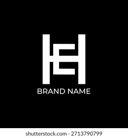 HE, EH Anfangsbuchstabe schwarz-weißes Logo für Unternehmen