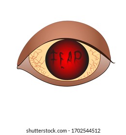 he fear in his eyes. fearful glance. vector image isolated on a white background. nervous shock.