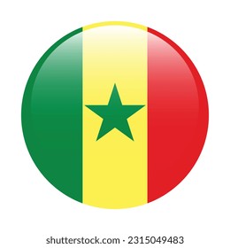 he flag of Senegal. Flag icon. Standard color. A round flag. Computer illustration. Digital illustration. Vector illustration.