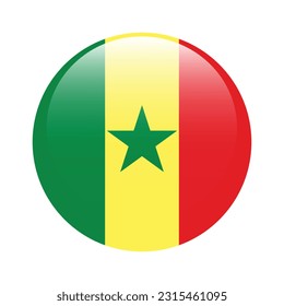 he flag of Senegal. Flag icon. Standard color. A round flag. Computer illustration. Digital illustration. Vector illustration.